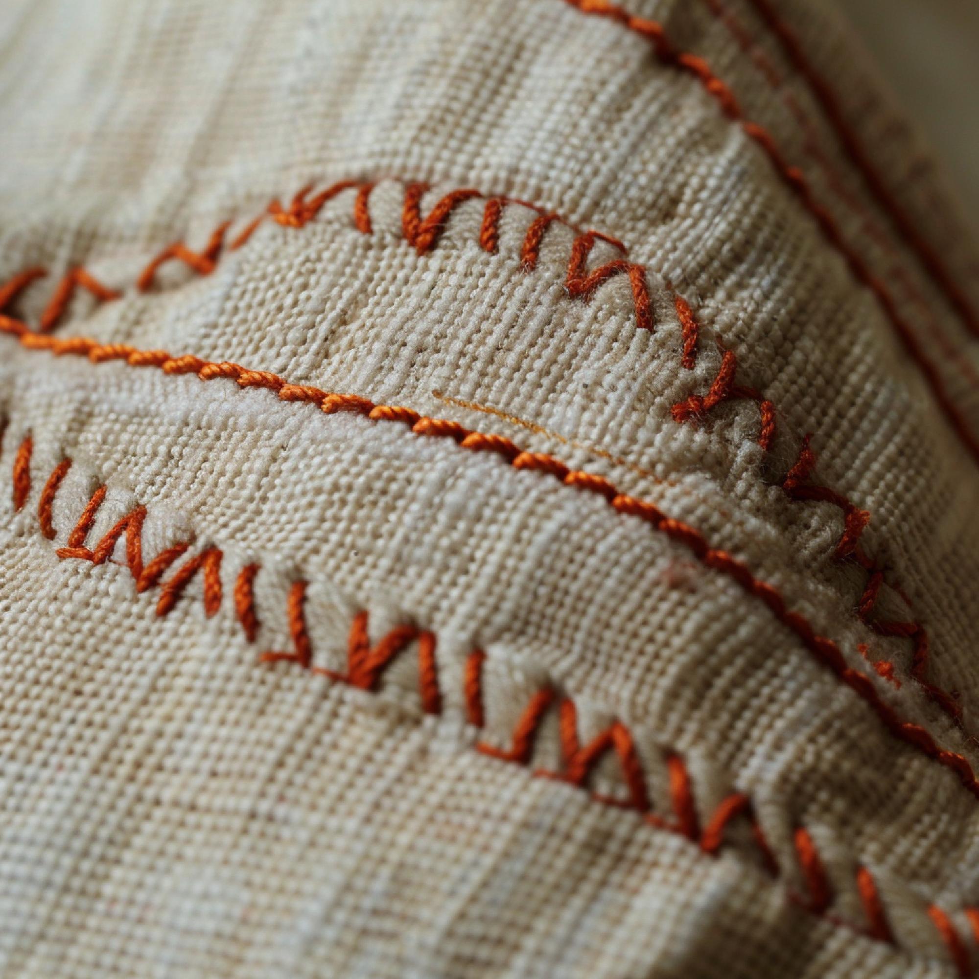 detaliu broderie artizanală pe stofă naturală